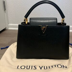 Louis Vuitton Black Taurillon Capucines PM top handle bag